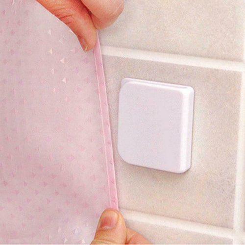 New 2Pcs 5.0*4.5cm Adhesive Shower Curtain Clips Anti Splash Spill Stop Water Leaking Guard Bathroom Shower Fixed Curtain Buckle