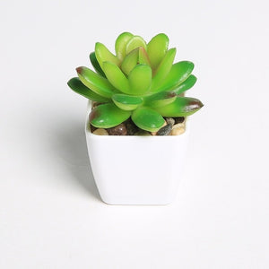 Erxiaobao Lovely Artificial Plants with Pot Simulation Succulents Mini Bonsai Potted Placed Green Fake Plants Table Decoration