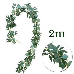 DIY  Silk Hanging Eucalyptus Garland Wedding Party Simulation Wicker Leaves Vine Decorations