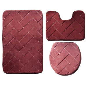 3Pcs/set Bathroom Mat Set Ocean Underwater World Anti Slip Kitchen Bath Mat Coral Fleece Floor Mats Washable Bathroom Toilet Rug