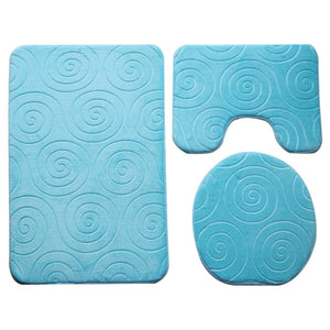 3Pcs/set Bathroom Mat Set Ocean Underwater World Anti Slip Kitchen Bath Mat Coral Fleece Floor Mats Washable Bathroom Toilet Rug