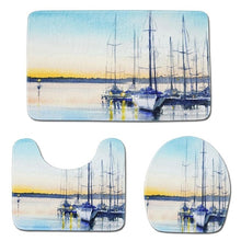 Load image into Gallery viewer, 3Pcs/set Bathroom Mat Set Ocean Underwater World Anti Slip Kitchen Bath Mat Coral Fleece Floor Mats Washable Bathroom Toilet Rug