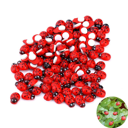 100pcs/set Mini Ladybug Fairy Figurine Miniature Garden Ornament  Micro Landscape Bonsai Figurine Resin Crafts Dollhouse  Decor