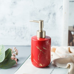 High quality matte marble pattern bathroom soap dispenser ceramic lotion bottle soap dish toothbrush holder mouthwash cup