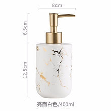 Load image into Gallery viewer, High quality matte marble pattern bathroom soap dispenser ceramic lotion bottle soap dish toothbrush holder mouthwash cup