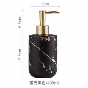 High quality matte marble pattern bathroom soap dispenser ceramic lotion bottle soap dish toothbrush holder mouthwash cup