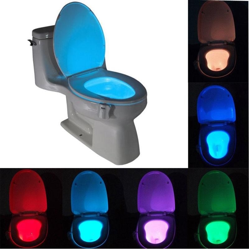 Smart Bathroom Toilet Nightlight LED Body Motion Activated On/Off Seat Sensor Lamp 8 multicolour Toilet lamp hot