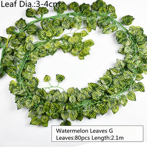 10 Style 1pc Artificial Decoration Vivid Vine Rattan Leaf Vagina Grass Plants Grape Leaves For Home Garden Party Decor B1015