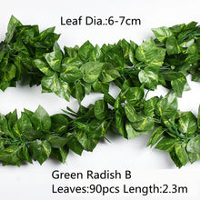 Load image into Gallery viewer, 10 Style 1pc Artificial Decoration Vivid Vine Rattan Leaf Vagina Grass Plants Grape Leaves For Home Garden Party Decor B1015