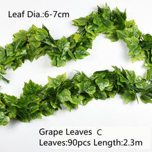 Load image into Gallery viewer, 10 Style 1pc Artificial Decoration Vivid Vine Rattan Leaf Vagina Grass Plants Grape Leaves For Home Garden Party Decor B1015